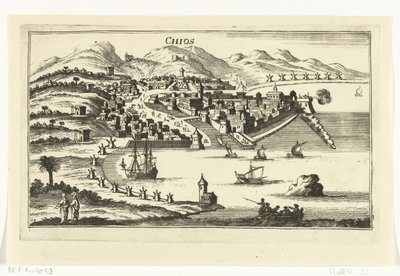 Utsikt över Chios Topografiska bilder av hamnar, städer och öar i Medelhavet (serietitel) av Gaspar Bouttats