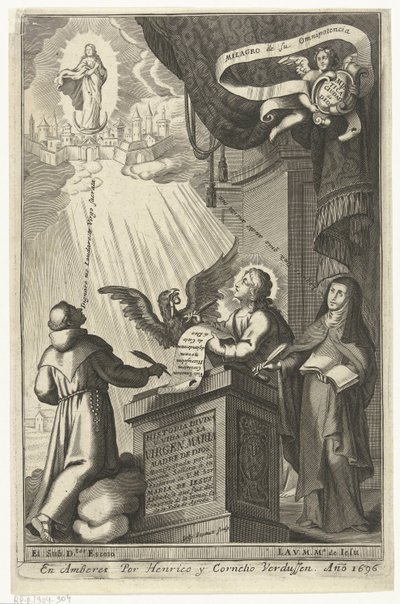 Jungfru Maria blir uppryckt i himmelriket Historia divina y vida de la Virgen maria (titel på objekt) av Gaspar Bouttats