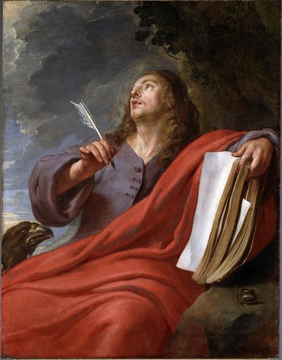 Johannes skriver Uppenbarelseboken på ön Patmos av Gaspar De Crayer