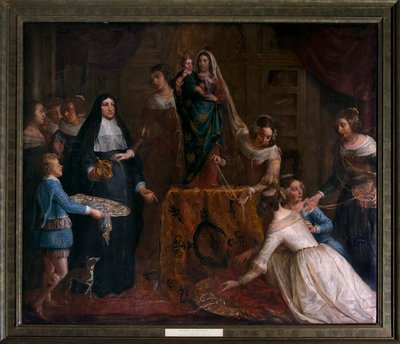 Ärkehertiginnan Isabella av Spanien, som ger sina juveler till basilikan St Martin i Halle av Gaspar De Crayer