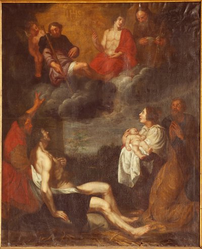 Sockenkyrka (Sint-Pieterskerk). Interiör. Södra gången. Altaret. Målning. Kristi födelse. Attr. till G De Craeyer. 1600-talet. (målning) av Gaspar De Crayer