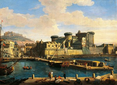 Docklands i Neapel av Gaspar van Wittel