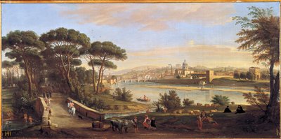 Utsikt över Oltrarno i Florens från Cascine av Gaspar van (1653-1736) Wittel