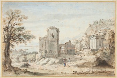 Landskap med ruiner och ett tempel, 1716 av Gaspar van Wittel