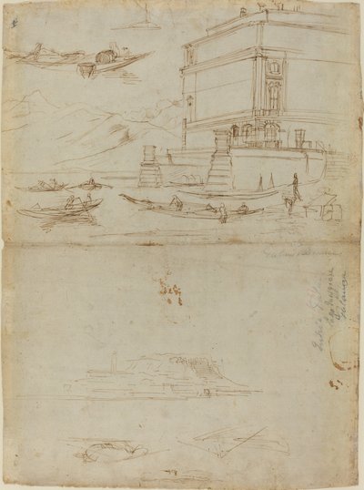 Studier av Lago Maggiore och och ingången till ett Palazzo av Gaspar van Wittel
