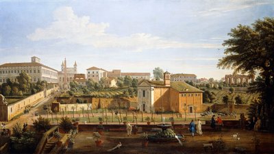 SS-kyrkan. Marcellino och Pietro, från Vigna Ciccolini, av Gaspar van Wittel