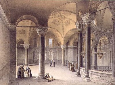 Haghia Sophia, plåt 14: Oriental Gallery, graverad av Louis Haghe (1806-85) publicerad 1852 (litho) av Gaspard (after) Fossati