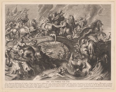 Amazonas strid på en bro av Gaspard Duchange (attributed to)