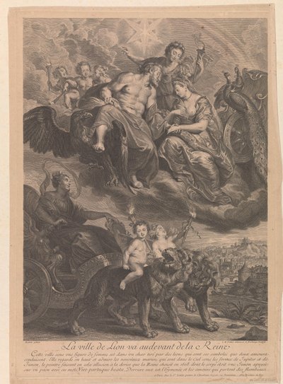 Lyon går för att träffa drottningen La ville de Lion va audevant de la Reine (titel på objekt) av Gaspard Duchange