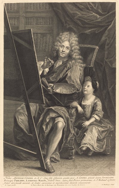 Antoine Coypel och hans son av Gaspard Duchange after Antoine Coypel