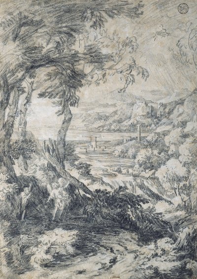 Landskap med Elia och ängeln på berget Horeb av Gaspard Dughet
