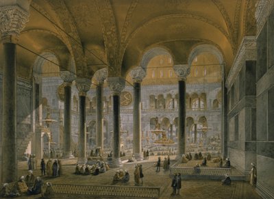 Haghia Sophia, tavla 6: det norra skeppet, graverad av Louis Haghe (1806-85), publicerad 1852. av Gaspard Fossati
