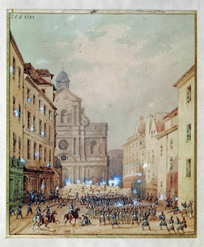 Avspärrning på rue Culture-Sainte-Catherine av Gaspard Gobaut