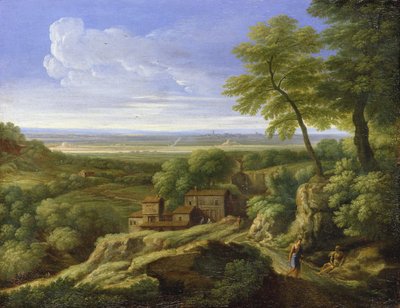 Klassiskt landskap (olja på duk) av Gaspard Poussin Dughet