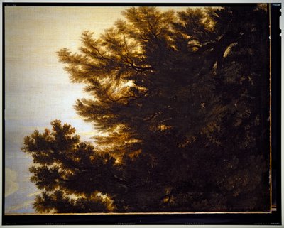Italienskt pastoralt landskap, detalj, odaterad av Gaspard Poussin Dughet