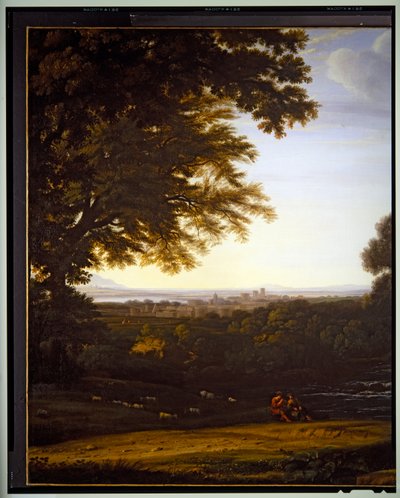 Italienskt pastoralt landskap, detalj, odaterad av Gaspard Poussin Dughet