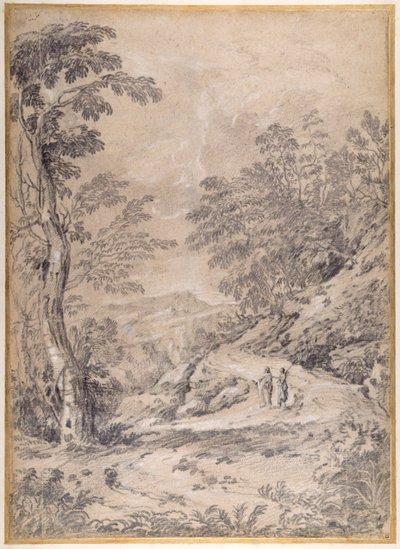 Bergsväg som slingrar sig genom skog och klippor av Gaspard Poussin Dughet
