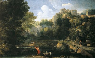 Flodlandskap som visar herde av Gaspard Poussin Dughet