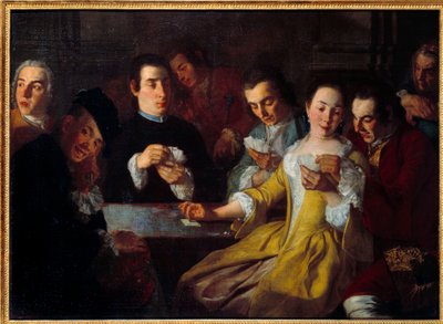 Kortspelet. Målning av Gaspare Traversi (? - 1769) av Gaspare Traversi