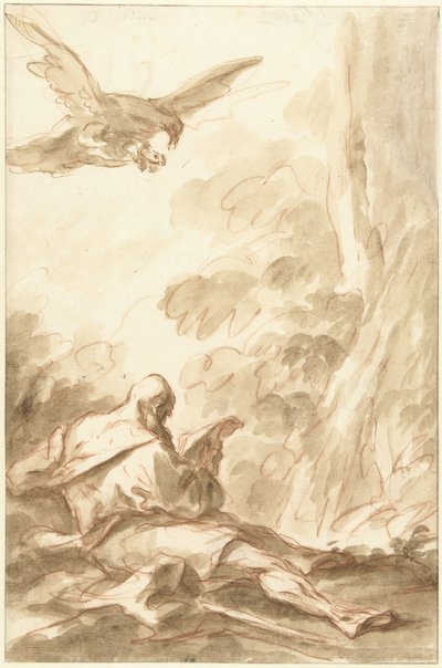Elia matas av korparna av Gasparo Diziani (attributed to)