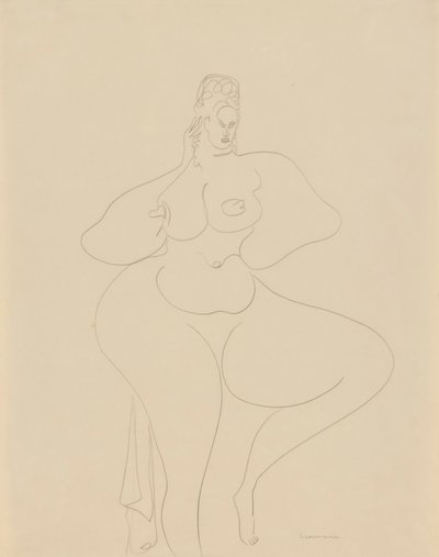 (Naken dansare med draperi) av Gaston Lachaise