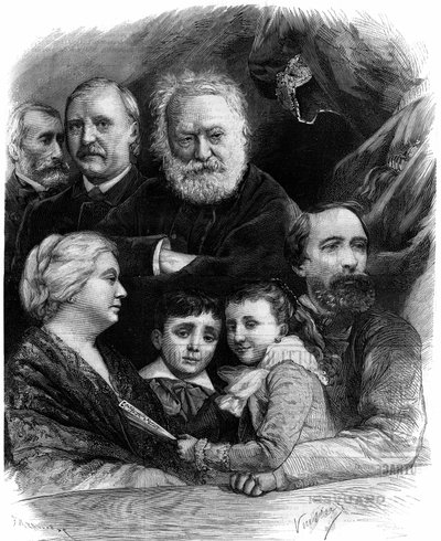 Victor Hugo (1802-1885) och hans släktingar deltog i den andra föreställningen av "Le roi s