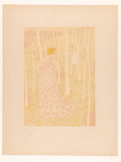 Kvinnor som jagar i en skog Chasseresses (originaltitel) av Gaston de Latenay (signed by artist)