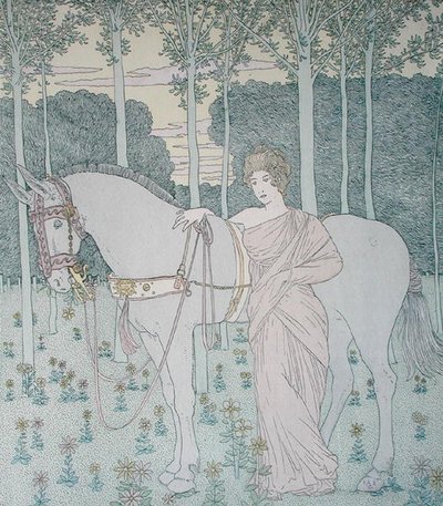 Nausicaa, illustration från bok 6 av Odyssey, översatt av Lecomte de l