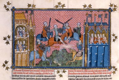 Scen från Lancelot of the Lakes romantik av Gautier