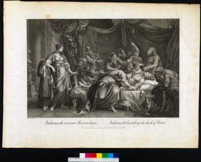 Andromache beklagar Hectors död, graverad av Domenico Cunego, 1764 av Gavin after Hamilton
