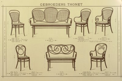 Stol- och soffkatalog från bröderna Thonet, ritning, Österrike av Gebruder Thonet