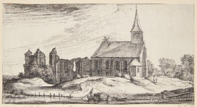 Utsikt mot kyrkan i slottet av Geertruyt Roghman