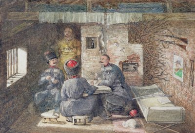 Kosakhyttans interiör i Ryssland, 12 miles väster om Kertch, 1855 av General E.W. Wray