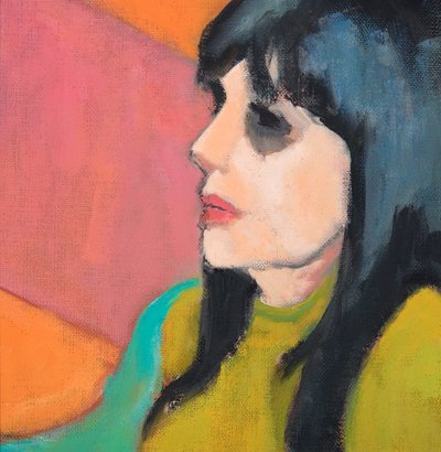 Black Hair, Lime Jumper, 2017 (olja på canvasplatta) av Genevieve French