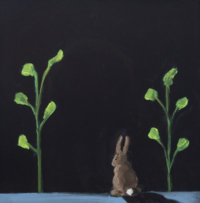 Night Rabbit, 2019 (olja på duk) av Genevieve French