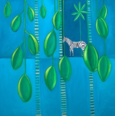 Where Zebras Live, 2017 (olja på duk) av Genevieve French