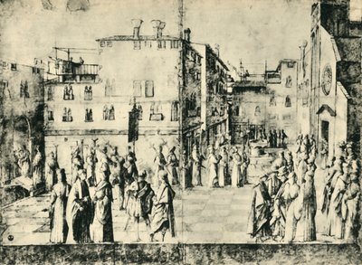 Procession i Venedig, mitten av slutet av 1400-talet, 1943. av Gentile Bellini