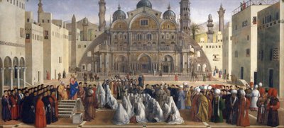Markus predikar i Alexandria, Egypten av Gentile and Giovanni Bellini