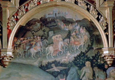 Tillbedjan av Magi Strozzi-altartavlan, detalj, 1423 av Gentile da Fabriano
