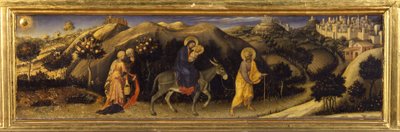 Flyg till Egypten (Predella of the Adoration of the Magi, Pala Strozzi) av Gentile da Fabriano