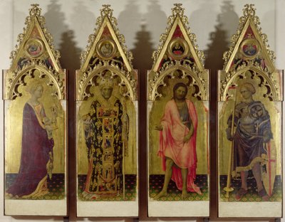 Fyra heliga från Quaratesi-polyptyken: Maria Magdalena, Sankt Nikolaus, Johannes döparen och Sankt Georg, 1425 (tempera på panel) (för detaljer se 85683 och 85684) av Gentile da Fabriano