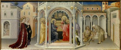Presentation vid templet Trämålning av Gentile da Fabriano (1370-1427) 1423 Sön. 0,26x0,66 m av Gentile da Fabriano