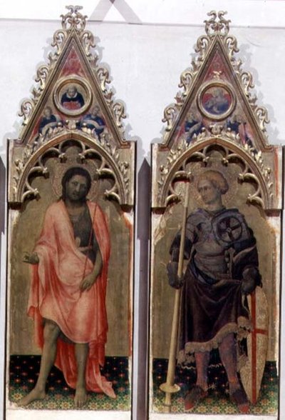 Två helgon från Quaratesi Polyptych: St. Johannes Döparen och St. George 1425 (tempera på panel) (detalj av 53943, se även 85684) av Gentile da Fabriano
