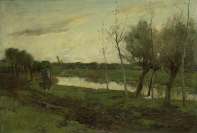 Landskap med kanal av Geo Poggenbeek