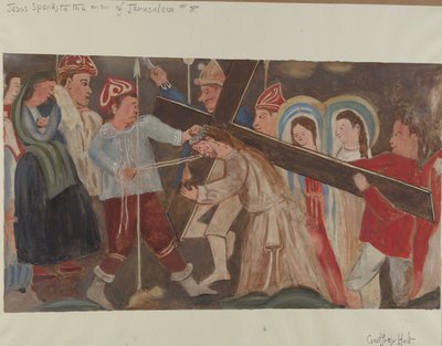 Korsets station nr 8: Jesus talar till kvinnorna i Jerusalem, ca. 1936. av Geoffrey Holt