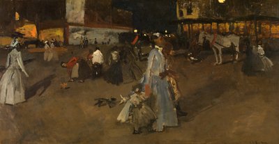 En kväll på Amsterdams dammen (olja på duk) av Georg Hendrik Breitner