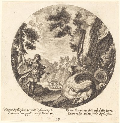 Apollo dödar pytonen av Georg Andreas Wolfgang the Elder