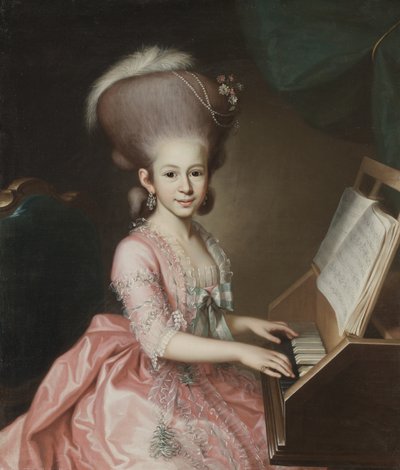 Porträtt av en ung dam vid Clavichord, 1779 av Georg Anton Abraham Urlaub