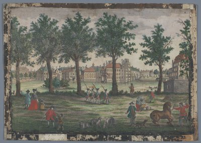 Utsikt över Hofvijver i Haag Prospect des Weihers gegen Hof anzusehen, zu Grafenhaag av Georg Balthasar Probst (possibly)