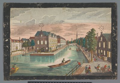 Utsikt över De Geer-lagret i Delft Prospect des Zeug-Hausses, innerhalb der Stadt Delft (titel på objekt) av Georg Balthasar Probst (possibly)